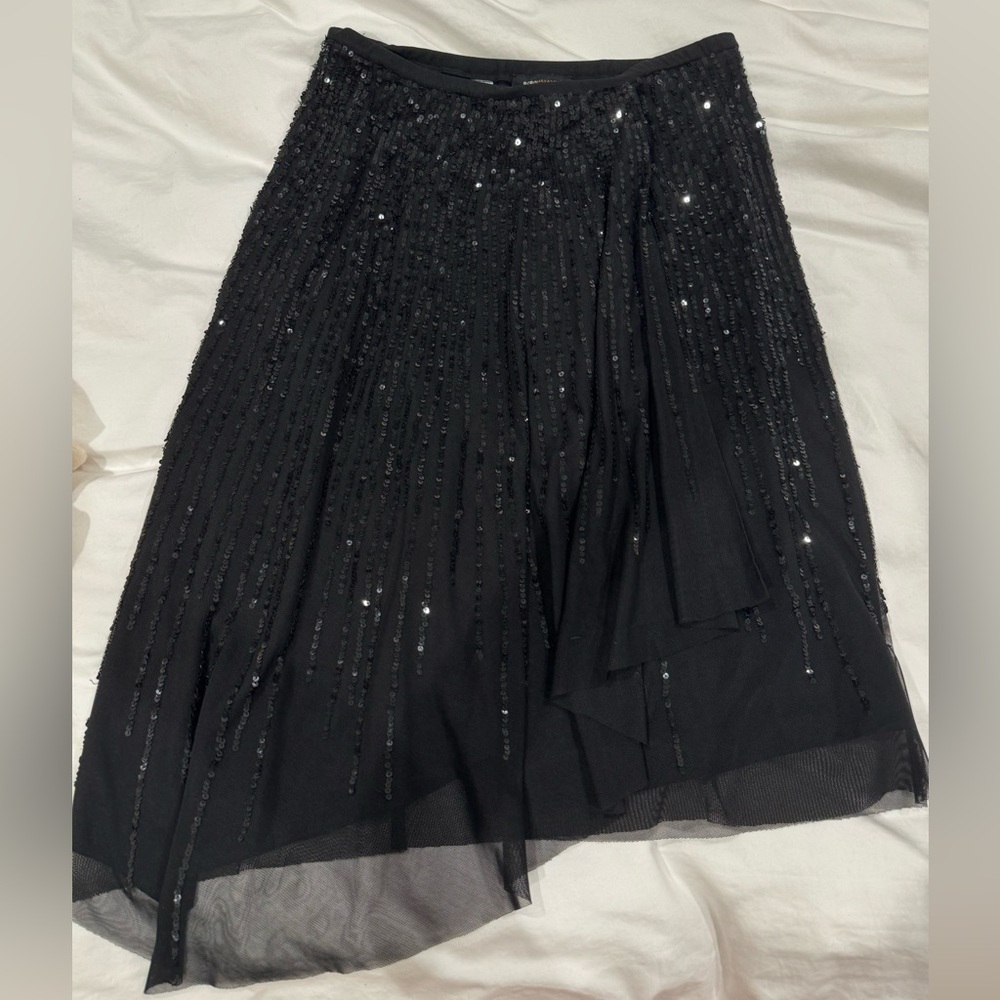 Vintage BCBGMAXAZRIA Black Mesh Sequin Skirt
